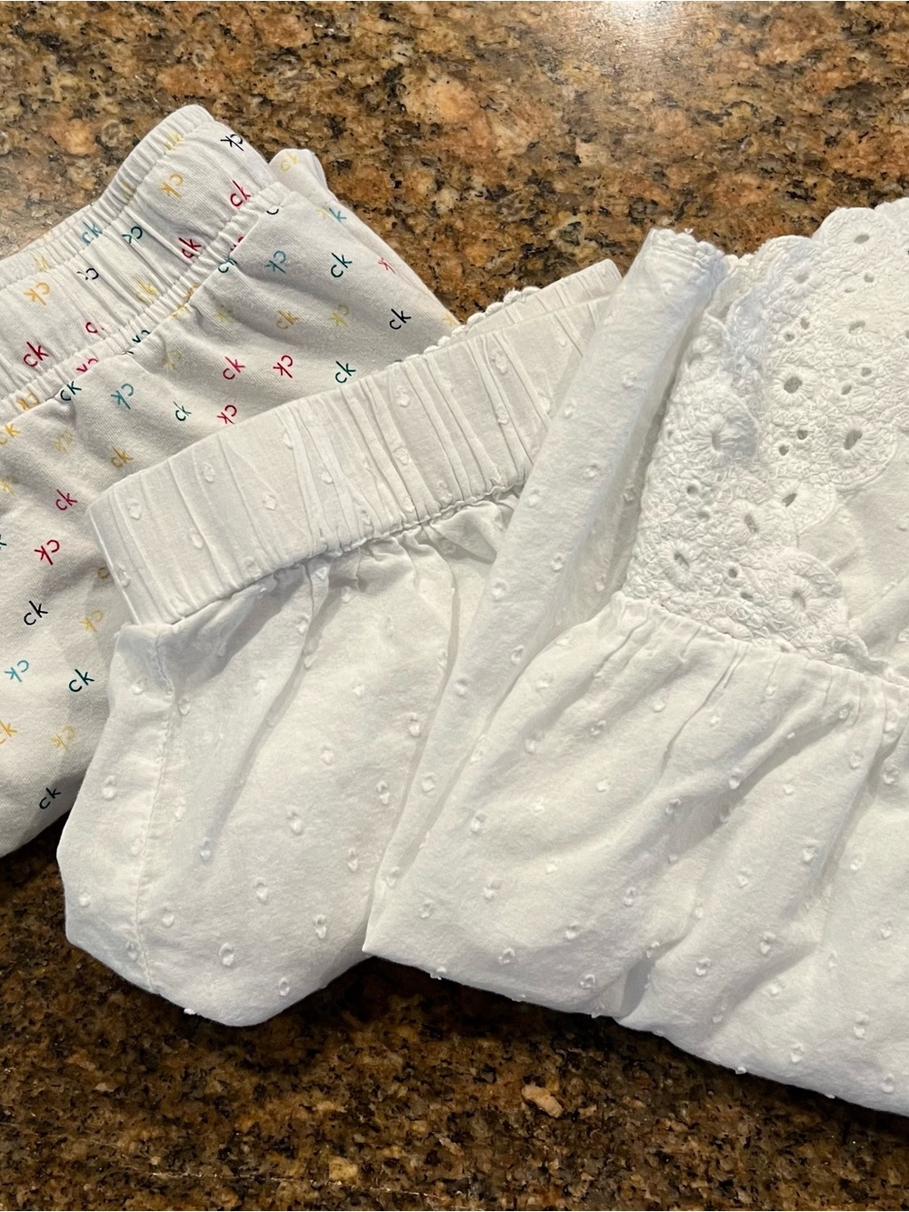 Sleepwear 3 piece/Sigrid Olsen White Eyelet Cami & Shorts + CK Logo Print Shorts
